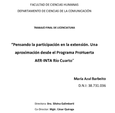 Pensando la participación en la extensión. Una aproximación desde el Programa ProHuerta